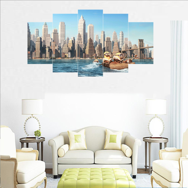 Modern Frameless City Cartoon Printing Wall Art Home Decoration 5 Living Room Pictures