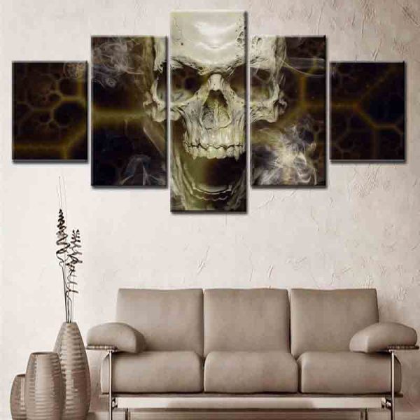 Black Background Spider Web White Smoke Thrilling Fashion Trend Living Room Home 5 Wall Art Spray Painting Canvas Oil Painting