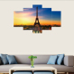 5 pieces of Oil Paintings for The Beauty of Eiffel Tower in Summer Home Decoration