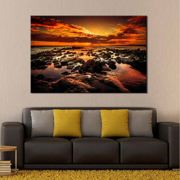Seaside Sunrise Landscape Graceful Posters and Prints HD Print Wall Art Pictures Living Room Decoration Canvas Painting