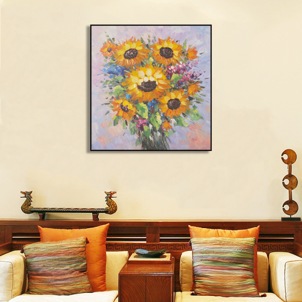 New design beautiful oil painting on canvas, handmade sunflower oil painting, handmade oil painting for living room