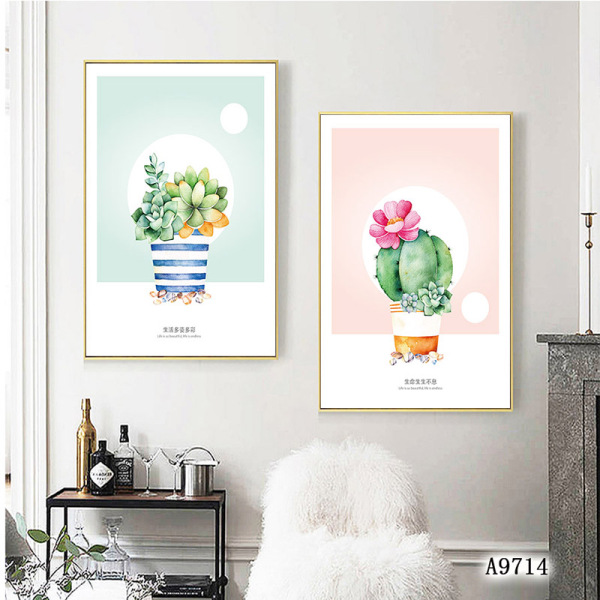 Modern Frameless Cactus Printing Wall Art Home Decoration 2 Living Room Pictures