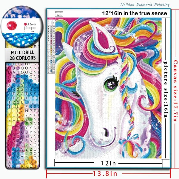 Custom Unicorn Round Crystal Rhinestones Homfun Diamond Painting by Number Colorful 5D Full Drill Painting for Amazon