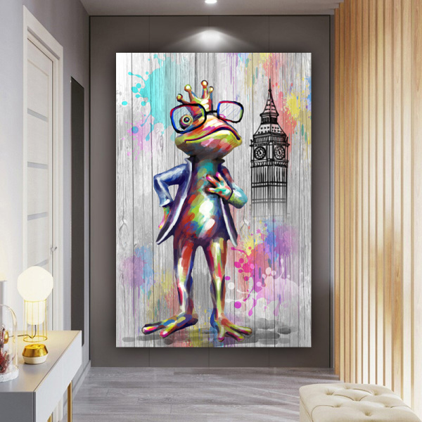 New products wholesale wall art custom frog king photo picture prints original products animal canvas painting