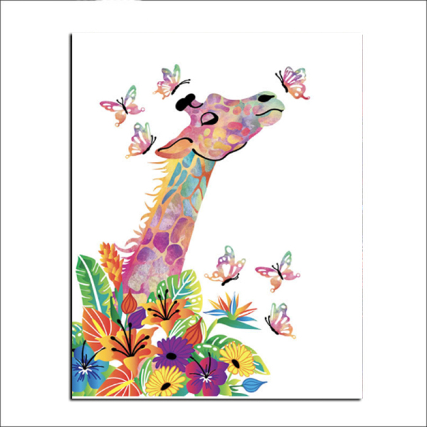 Frame Cartoon Giraffe Animals DIY Painting By Numbers Acrylic Paint By Numbers Modern Wall Art Picture For Home Decors