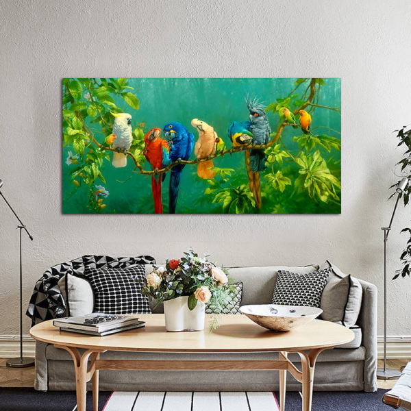 bird painting canvas poster prints art paintings for living room wall landscape green picture nordic decoration home