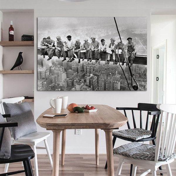 Favorable price unique design the construct workers canvas printing art, customized digital photography print canvas painting