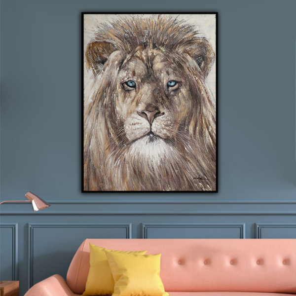 Handmade  Texture Oil Painting A mighty lion Abstract Art Wall Pictures for  Home Office Decoration