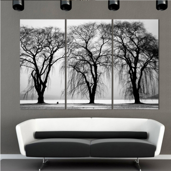 3pcs/set Hot Selling Free shipping white black Trees Canvas Art Modern Home Wall Decorative HD Print Painting no frame