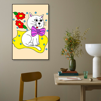 Wholesale simple colorful cat DIY oil handmade painting by number s for kids, canvas painting by number