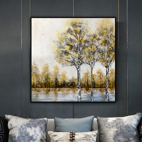 Handmade Wall Decoration Yellow woods Abstract Canvas Art Oil Painting for living room decor wall decor