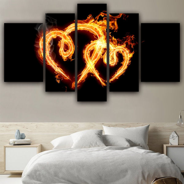 Fire Heart DIY Painting Printed Canvas Painting Wall Decorative Art Custom photo Canvas Painting