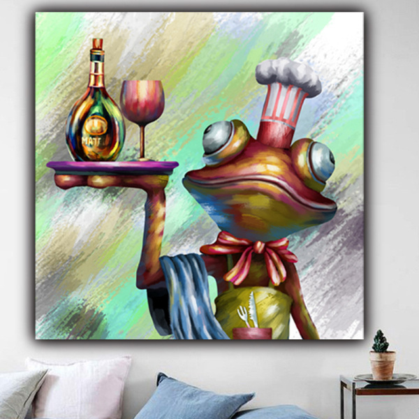 Fashion wholesale wall art custom design abstract frog cook photo picture prints painting original products
