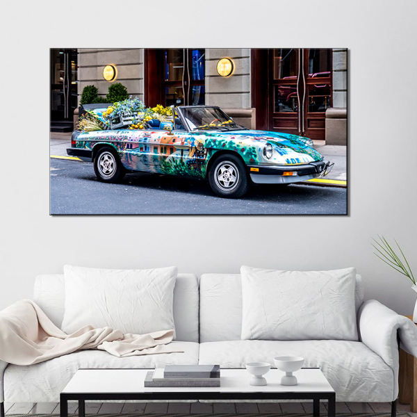 Surface Graffiti Color Strip Car Parking Coffee Shop Roadside Living Room Decoration Realistic Painting