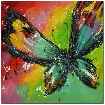 Wholesale Custom Butterfly Animal home accessories Framed Canvas Painting  handmade Oil Painting  for home decor