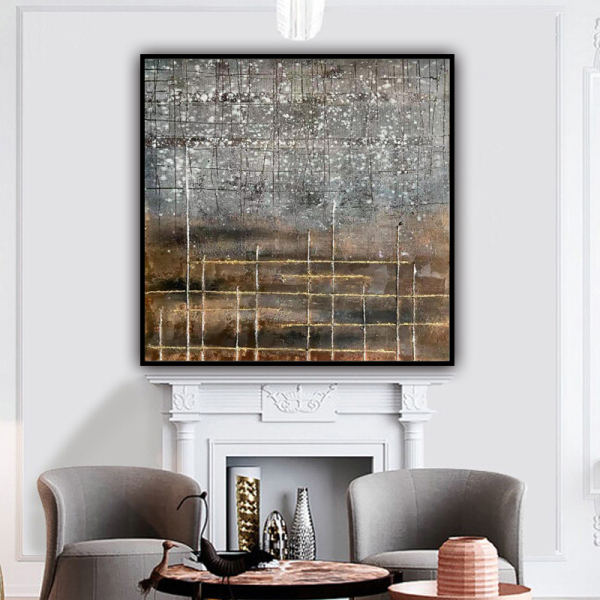 Skill Artist Hand-painted High Quality Gold and grey Art Handmade Abstract Oil Painting On Canvas Home Decor
