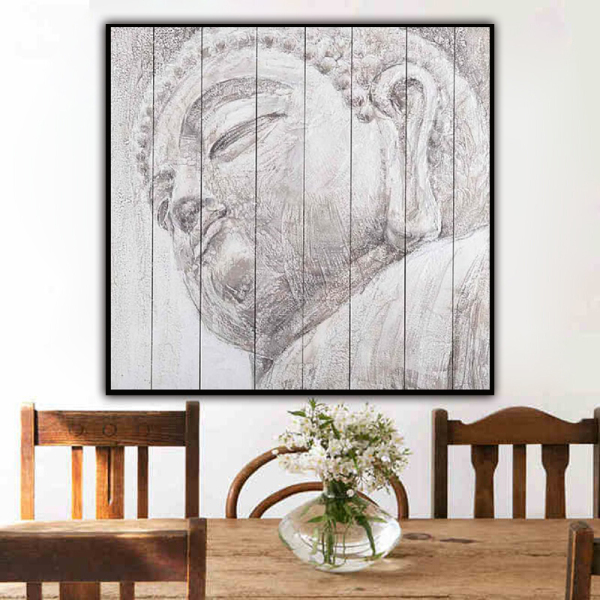 100% Handmade  Texture Oil Painting Buddha head Abstract Art Wall Pictures