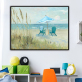 Handmade  Texture Oil Painting View the scenery on the beach reclining chair Abstract Art Wall Pictures  Decoration