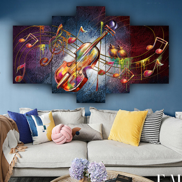 Top quality wall art custom design violin musical note picture decor product canvas painting