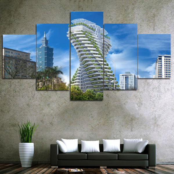 Abstract Canvas Painting 5 Panels Landscape Wall Art Oil Poster Wall Modular Pictures For Living Room Home Decor