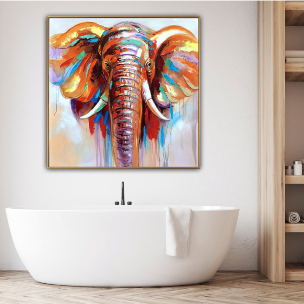 Wholesale handmade art elephant animal oil painting modern decorative wall painting art painting