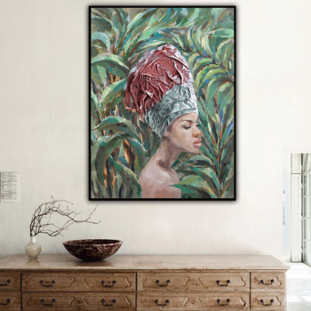 Contemplator Black African Nude Woman Oil Painting on Canvas Posters and Prints Scandinavian Wall Art Picture for living room