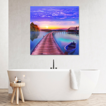 Lakeside sunset HD landscape canvas painting home decoration painting no frame