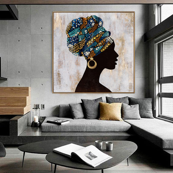 Luxury african woman artwork oil paintings for living room decor