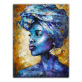 Abstract art blue African beauty canvas painting porch corridor vertical decorative painting