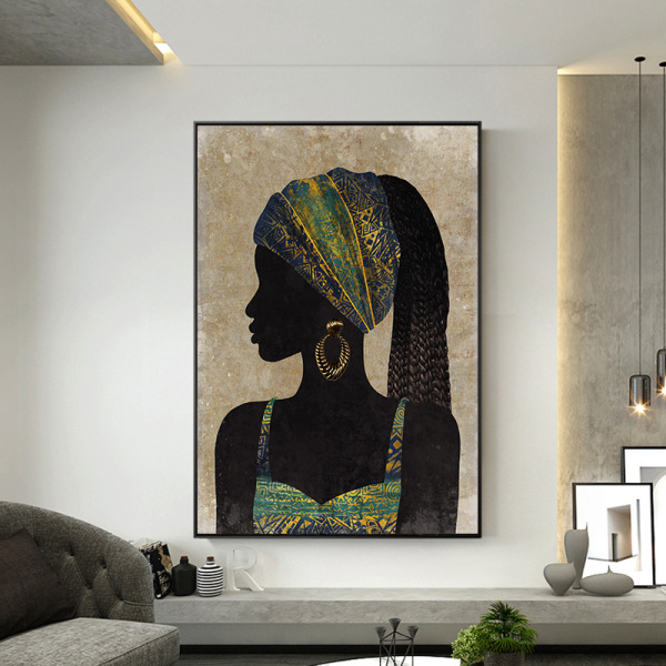 100% handmade African Lady oil painting Global Art on canvas