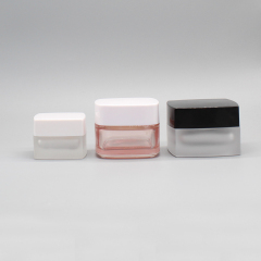 DNJB-511 Mini Glass Square Empty Cosmetic Cream Jar Container with Lid