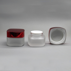 DNJB-514 Cosmetic Square 50Ml Cream White Glass Storage Jar With Lid
