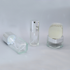 DNLB-511 30g Clear Square Cosmetic Jar Container and Lotion Bottle Set