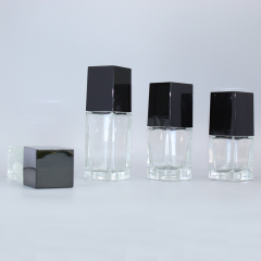 DNLB-510 Glass Square Lotion Pump Bottle with Black Cap