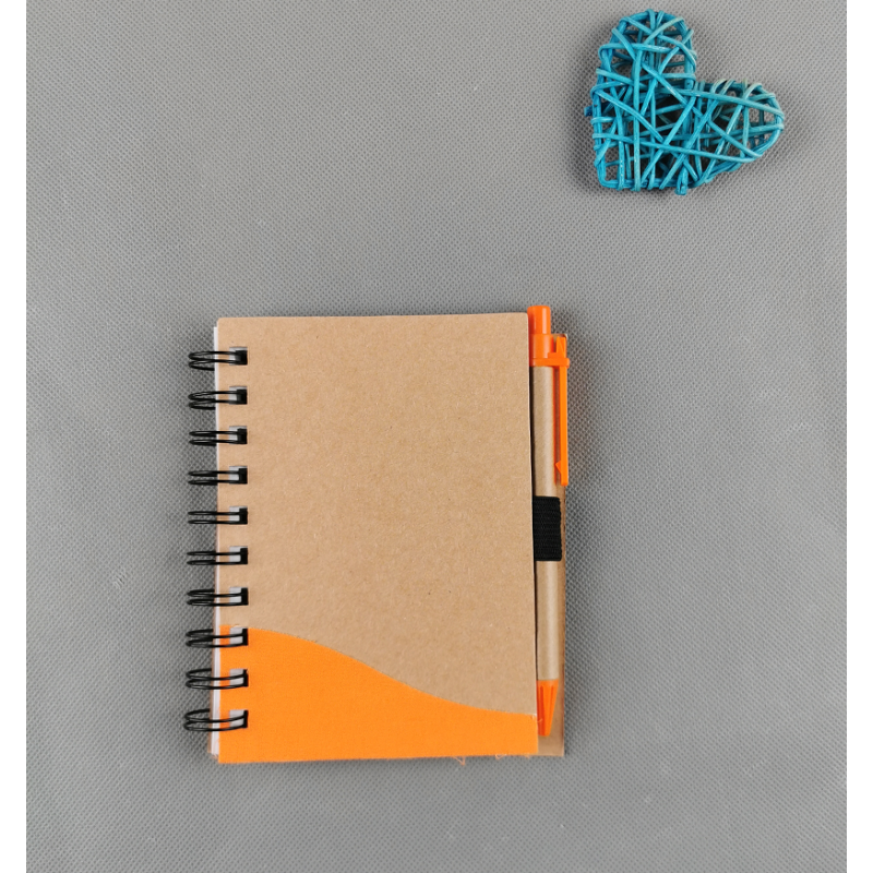 A5 Top-Spiral Print Paper Cover Customized Logo Spiral Notebook with Pen