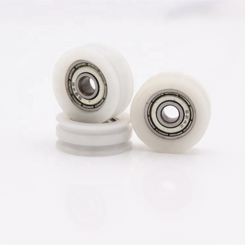 Factory supply white pulley W groove roller wheel 624ZZ small nylon roller wheel with bearings 624