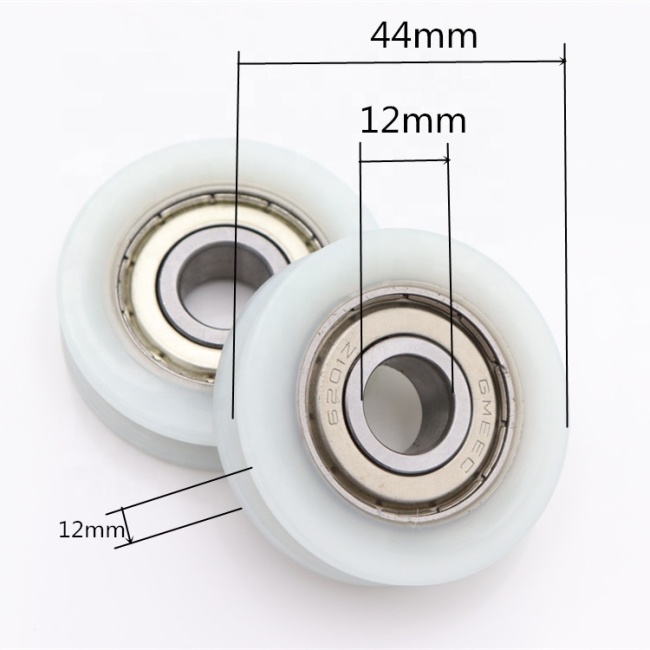 12mm bore roller U grooved wheel nylon coated bearing nylon wheel 6201zz bearing