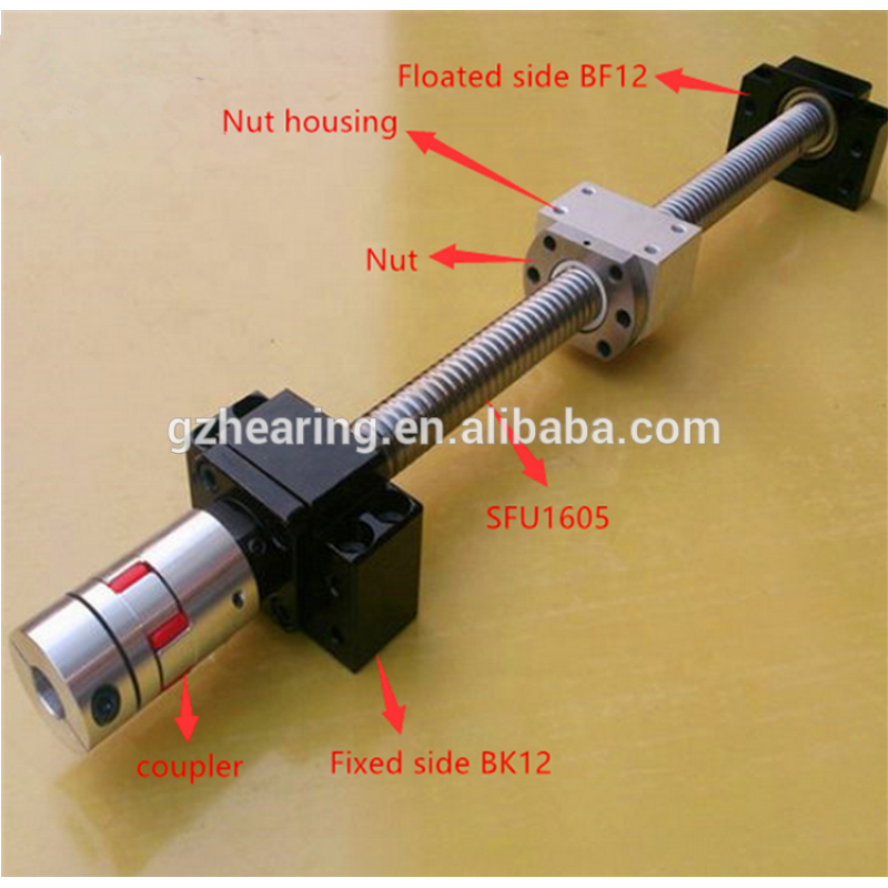 cheap ball screw for cnc machine SFU2505 ball nut and BK12 BF12 block bearing ball screw