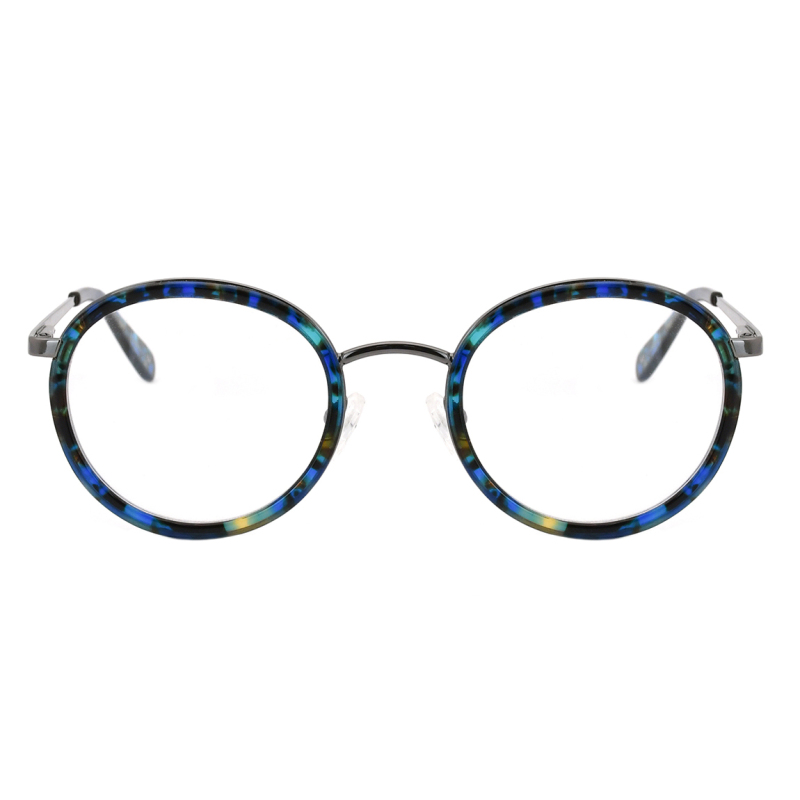 Acetate Metal  Black Glasses Frame Men Women Vintage Eyeglasses Retro  Gold Optical Frame Round Eyewear eyeglasses river optic