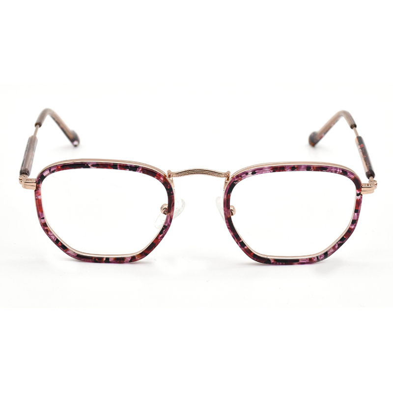 Custom Logo Square Spectacle Acetate And Metal Optical Glasses Frames Women Men Eyeglasses Frame