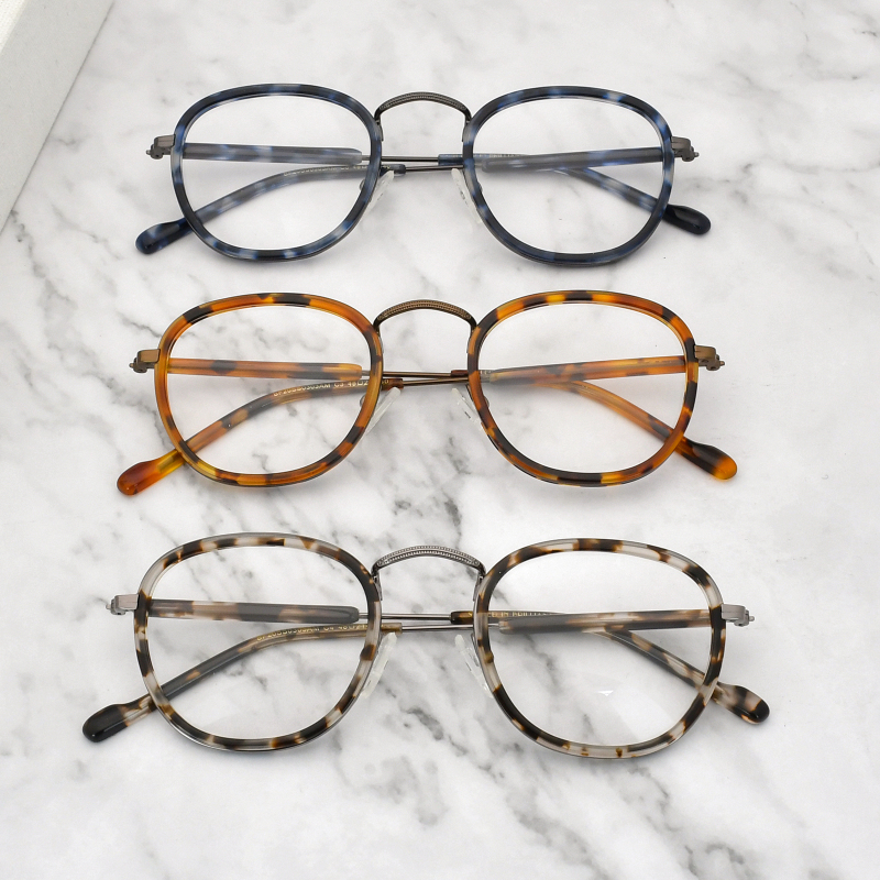 Customized Fashion Small Frame Eyewear Metal And Acetate Optical Frame Glasses