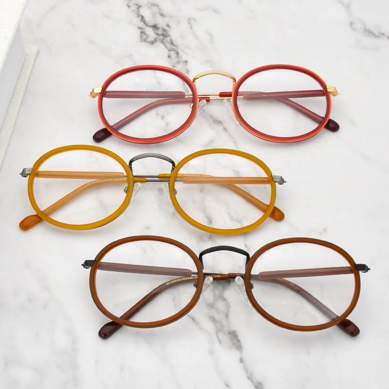 Fashion Oval Classic Spectacle Acetate Black  Eyeglass Optical Frames