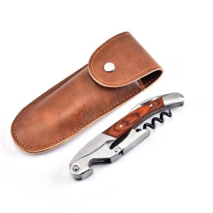 Stainless Steel Wine Bottle Opener with Leather Packed