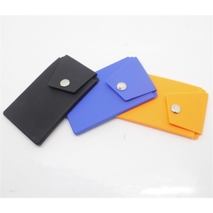 Silicone Sticky on Phone Card Holder with Snap Button