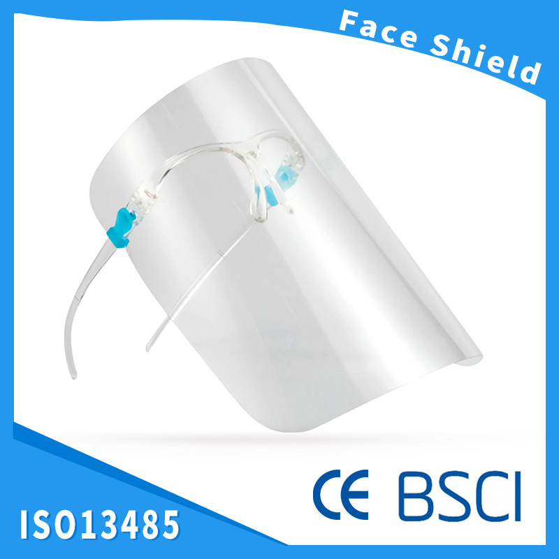 Wholesale Transparent Faceshield with Glasses Frame Safety Clear Glasses Frame Face Shield
