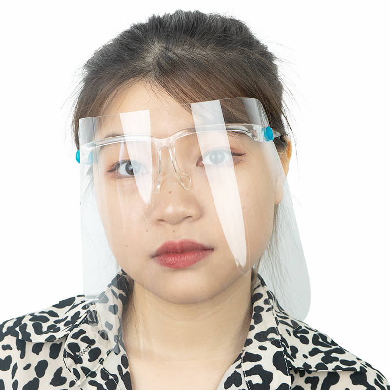 Face Shield Visor Plastic Reusable Face Shield Adjustable Shield with Glasses Frame