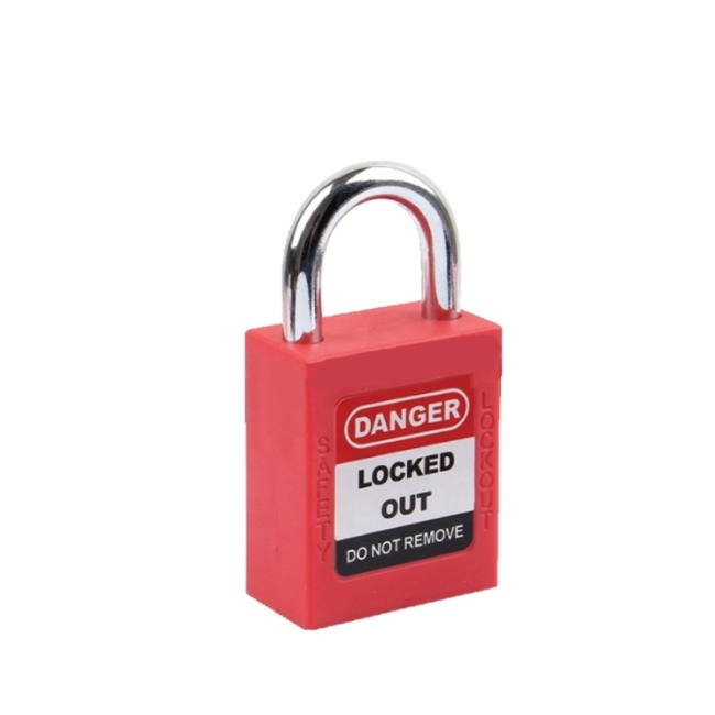 Red Color 25mm steel shackle industrial key safty padlock for MCB