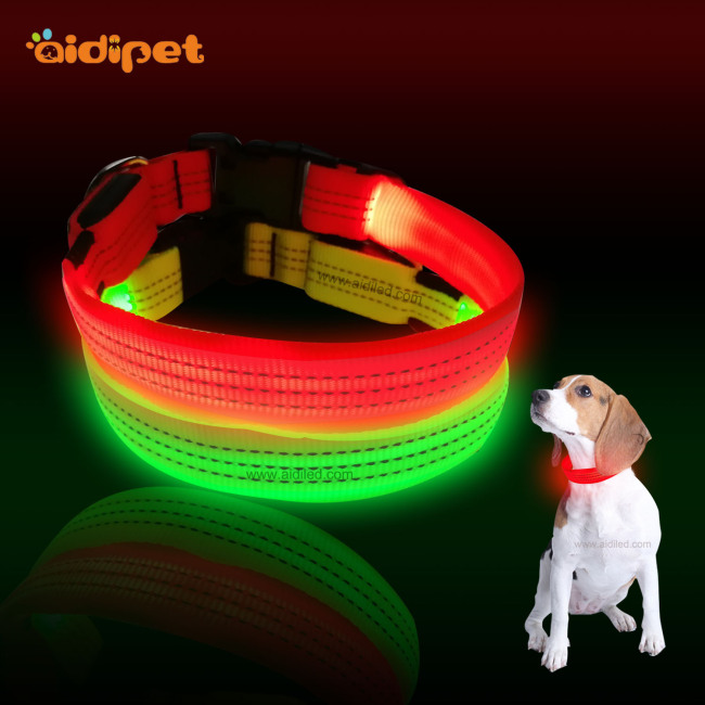 Хорошее качество, оптовая продажа, светодиодный ошейник для собак, перезаряжаемый USB-ошейник для домашних животных, светоотражающий ошейник для собак