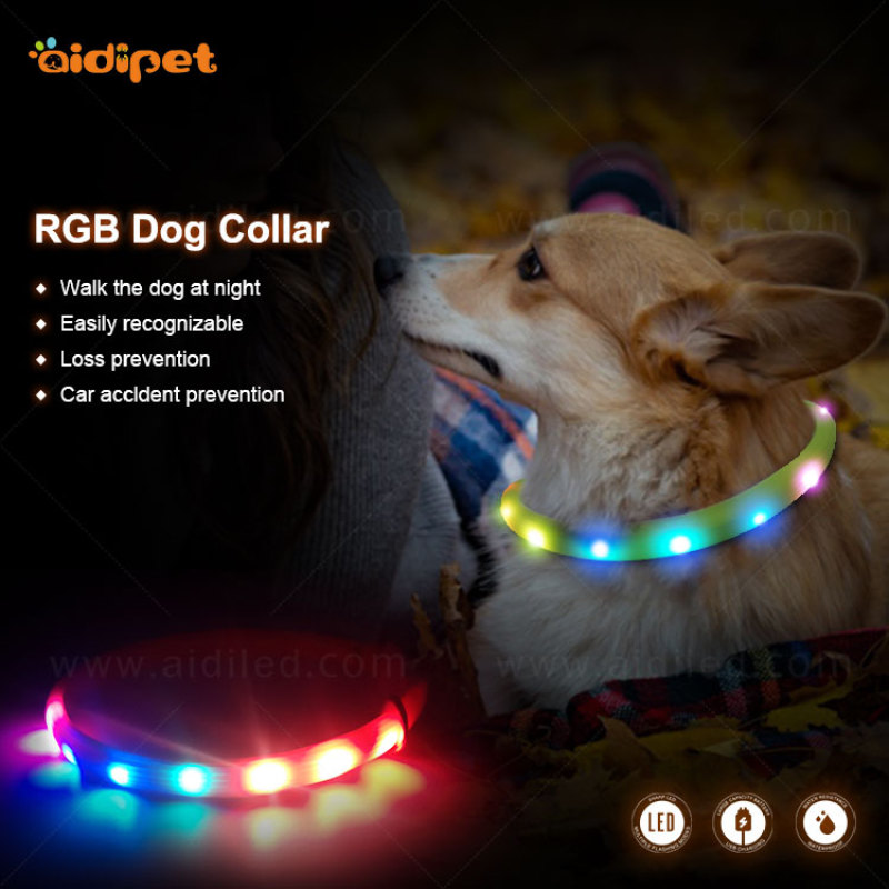 Безопасный для ночи светодиодный ошейник для собак safernite, светодиодный индикатор с RGB-подсветкой, светодиодный ошейник для собак