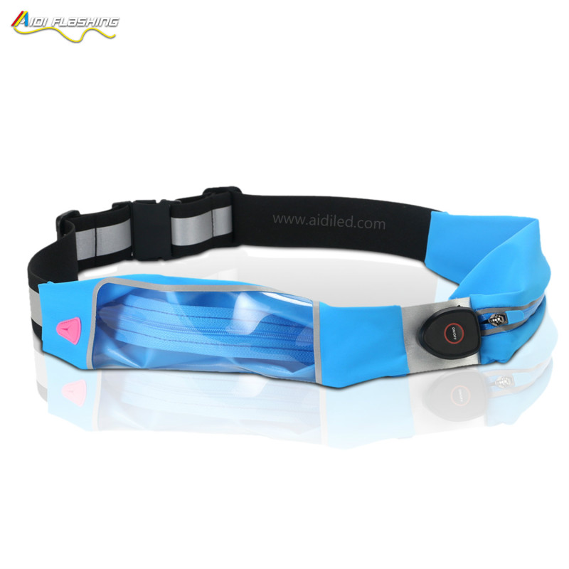 AIDI-S16 Sport Safety Led Fanny Pack USB Lighting Running Belt Fanny Pack Custom Printing Logo Supported